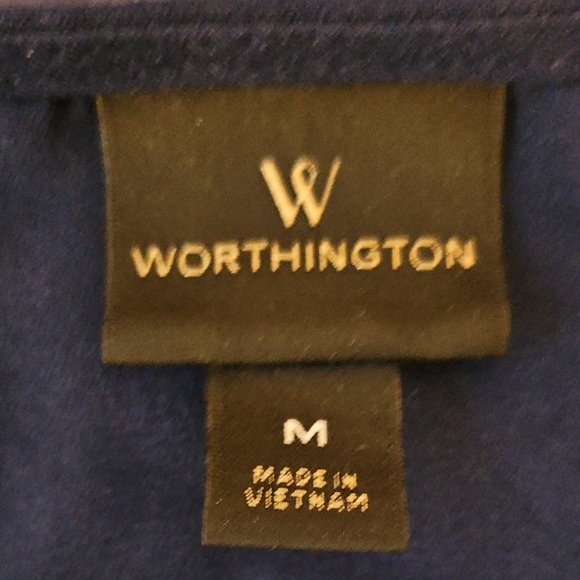 Worthington Navy Blue V-Neck Short Sleeve Blouse Size Med - Picture 3 of 8